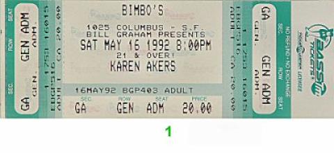 Karen Akers Vintage Ticket