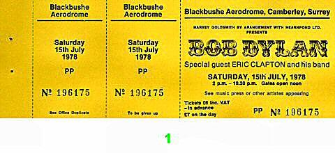 Bob Dylan Vintage Ticket