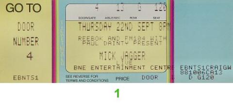 Mick Jagger Vintage Ticket