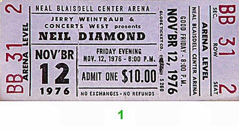 Neil Diamond Vintage Ticket