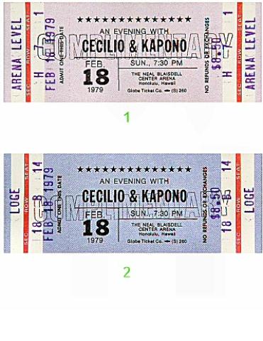Cecilio and Kapono Vintage Ticket