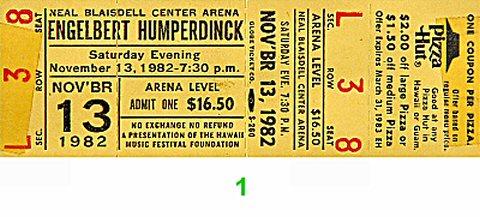 Engelbert Humperdinck Vintage Ticket