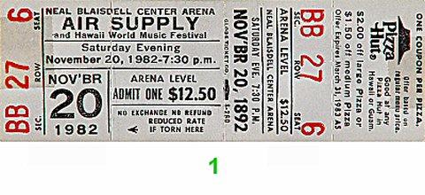 Air Supply Vintage Ticket