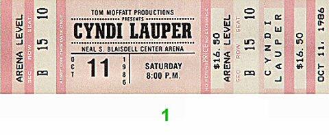 Cyndi Lauper Vintage Ticket