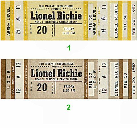 Lionel Richie Vintage Ticket