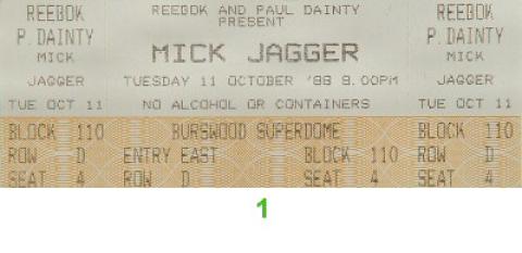 Mick Jagger Vintage Ticket