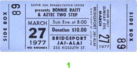 Bonnie Raitt Vintage Ticket