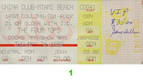 The Four Tops Vintage Ticket
