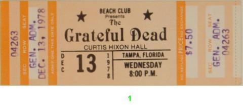 Grateful Dead Vintage Ticket