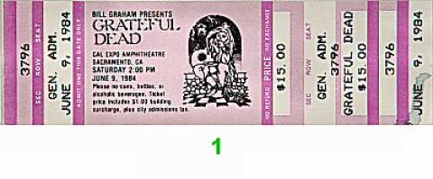 Grateful Dead Vintage Ticket