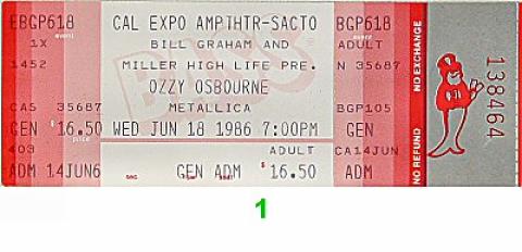 Ozzy Osbourne Vintage Ticket