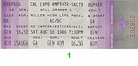 AC/DC Vintage Ticket