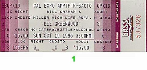Lee Greenwood Vintage Ticket