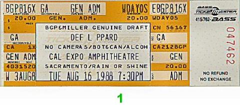 Def Leppard Vintage Ticket