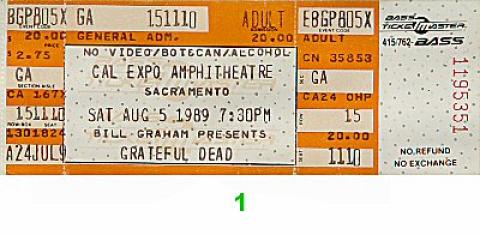 Grateful Dead Vintage Ticket