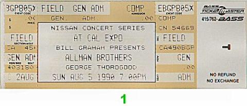 The Allman Brothers Band Vintage Ticket