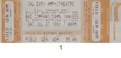 Bad Company Vintage Ticket