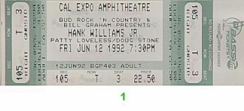 Hank Williams Jr. Vintage Ticket
