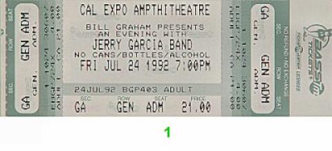 Jerry Garcia Band Vintage Ticket
