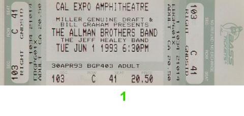 The Allman Brothers Band Vintage Ticket