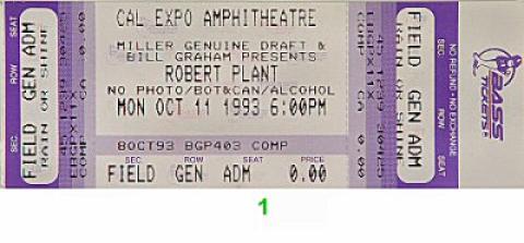 Robert Plant Vintage Ticket