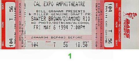 Sawyer Brown Vintage Ticket