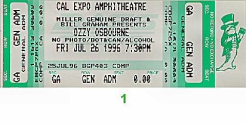 Ozzy Osbourne Vintage Ticket