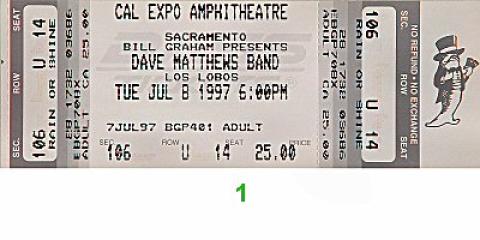 Dave Matthews Band Vintage Ticket