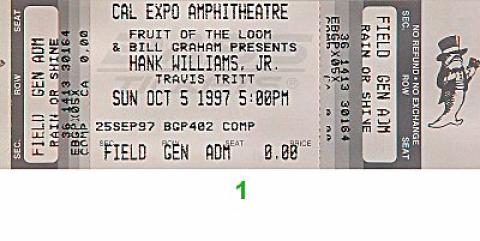 Hank Williams Jr. Vintage Ticket