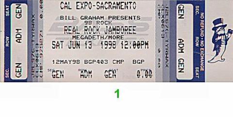 Megadeth Vintage Ticket