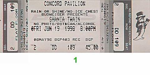 Shania Twain Vintage Ticket