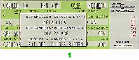 Metallica Vintage Ticket