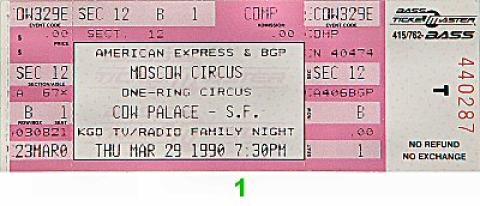 The Moscow Circus Vintage Ticket