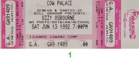 Ozzy Osbourne Vintage Ticket