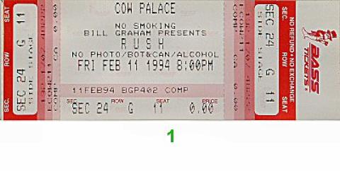 Rush Vintage Ticket
