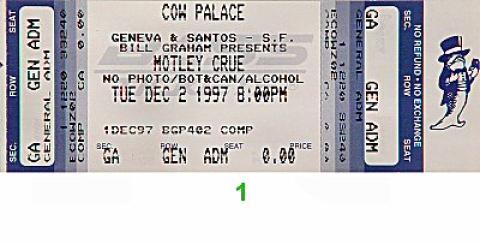 Motley Crue Vintage Ticket