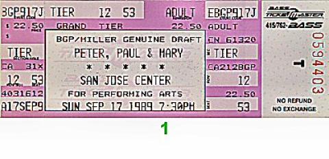 Peter, Paul & Mary Vintage Ticket