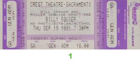 Billy Squier Vintage Ticket