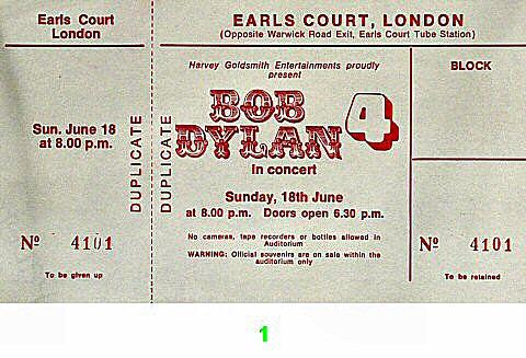 Bob Dylan Vintage Ticket