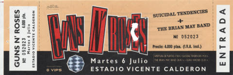 Guns N' Roses Vintage Ticket