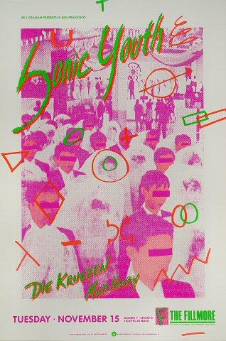 Sonic Youth Vintage Concert Poster from Cave Club, Sep 21, 1987 at