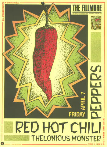 Red Hot Chili Peppers Vintage Concert Poster from Austin Opera