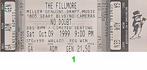 No Doubt Vintage Ticket