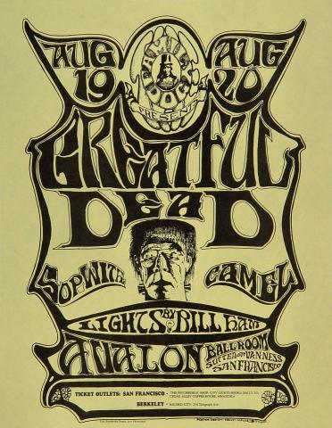Grateful Dead Vintage Concert Poster from Avalon Ballroom, Aug 19