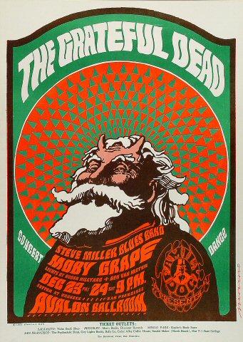 GRATEFUL DEAD グレイトフルデッド コンサートポスター ビンテージ Grateful Dead Vintage Concert Poster from Avalon Ballroom, Dec 23
