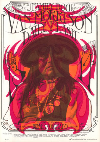 VANジャケットポスター1967 Van Morrison Vintage Concert Postcard from Denver Dog, Oct 13