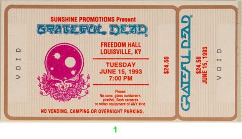 Grateful Dead Vintage Ticket
