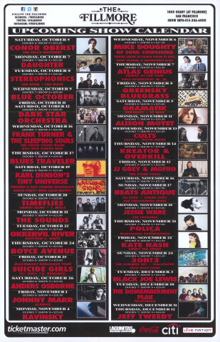 Fillmore 2013 Lineup Poster