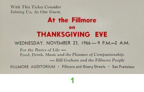Bill Graham Vintage Ticket