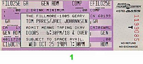 Tom Parks Vintage Ticket